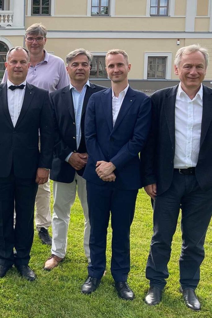 Simon with Vilnius International Rotary Club members during his presidency.